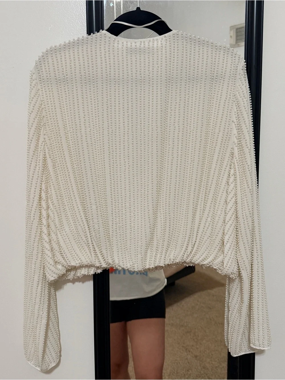 Zara Cream Fully Beaded V-Neck Blouse